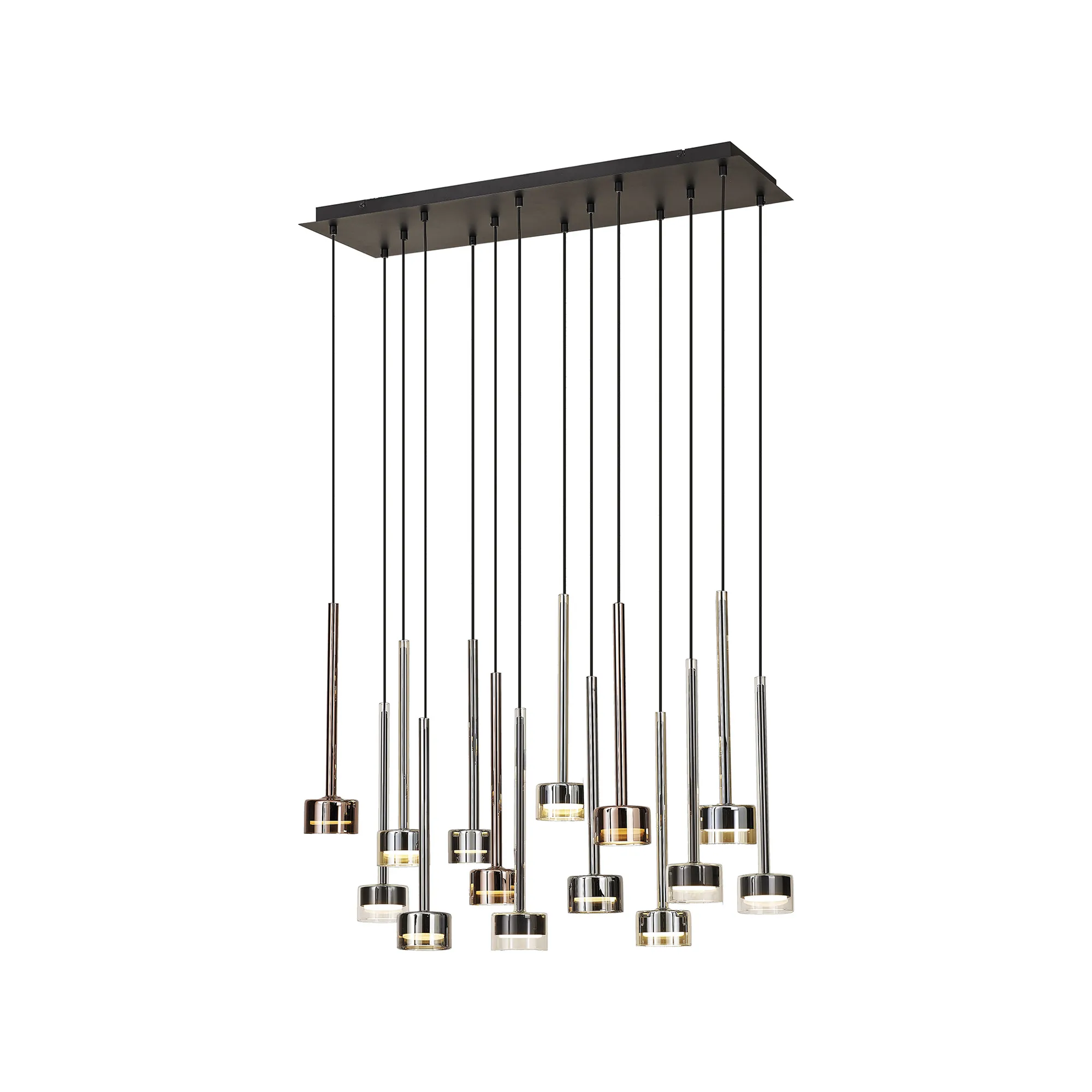 M7878/2700K  Tonic Rectangular Dimmable Pendant 14 Light 2700K Black/Chrome/Bronze/Copper